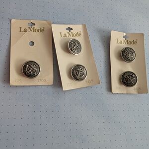 5 La Mode Silver Anchor Button Set - Antique Silver Tone Buttons Set 5